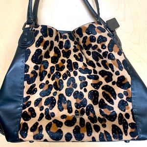 COACH calf hair leopard purse